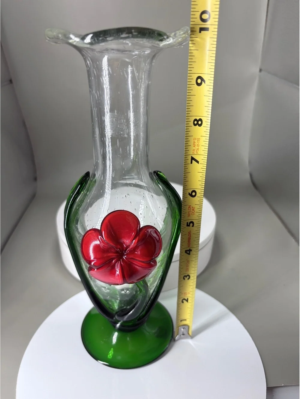 Celebrations 9” Red Poppy Seeded Glass Vase
